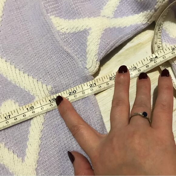 Vintage NEW NWT 3D Textured Chunky Knit Crewneck Sweater Purple‎ Lavender Large - Picture 6 of 6